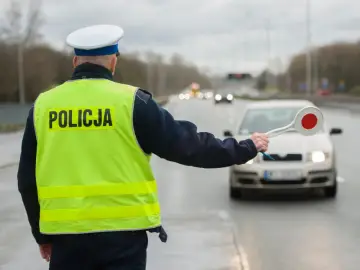 Policjant w kamizelce odblaskowej zatrzymuje samochód. Czy trzeba mieć przy sobie prawo jazdy? Tak, zawsze!
